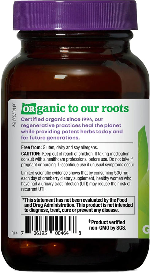 Oregon's Wild Harvest Organic Herbal Supplements, Non-GMO Gluten-free Cranberry - 60 Count