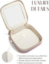 Small Clear Cosmetic Bag for Purse, Cute Leather Makeup Case, Waterproof Zippered Toiletry Organizer for Women