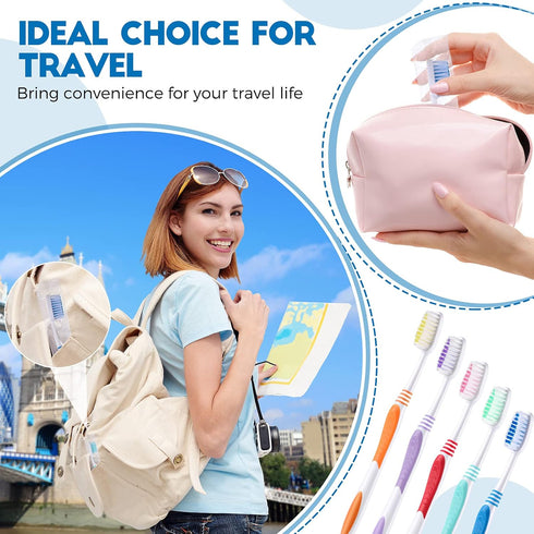 150 Pieces Individually Wrapped Toothbrushes, Manual Disposable Travel Toothbrush, Medium Soft Bristle, Multi Color