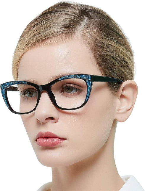 OCCI CHIARI Black Reading Glasses Women 6.0 Stylish Readers in Black Blue, Available in Multiple Strengths