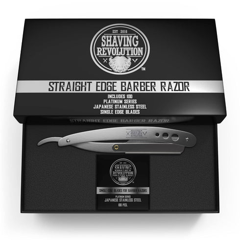 Straight Edge Barber Razor for Close Shaving, Professional Straight Blade Razor for Men with 100 Single Edge Blades
