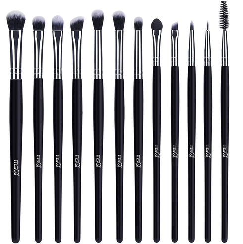 MSQ Eye Makeup Brushes 12pcs, Eyeshadow Makeup Brushes Set with Soft Synthetic Hairs & Real Longer Wood Handle for