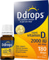 Ddrops Adults 2000IU, 180 Drops, Liquid Vitamin D3 Supplement, Supporting Strong Bones & Immune System