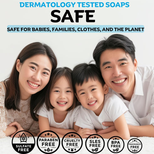 Hypoallergenic Laundry Soap Bar with Green Tea for Sensitive Skin - 3 Pcs