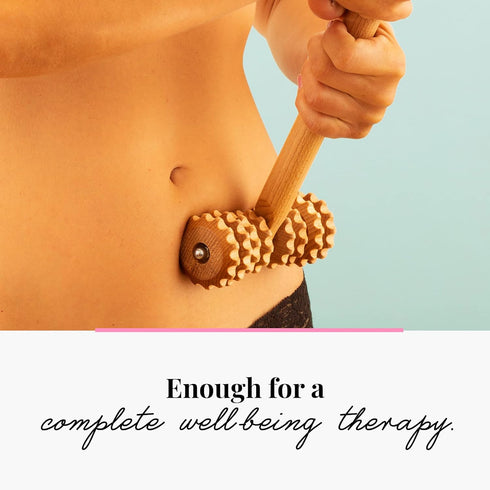 T-Shape Massager with Grooved Rollers, Multi-Functional Body Roller for Cellulite Reduction and Muscle Tension