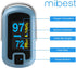 mibest OLED Finger Pulse Oximeter, Dual Color O2 Meter in White/Light Blue