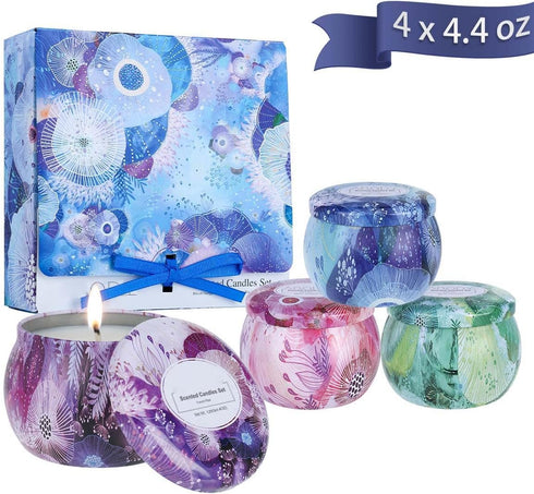 Set, 4 Ymiko Scented Candles Gift Aromatherapy Candles with Soy Wax and Essential Oil for Stress Relief, Home Decor