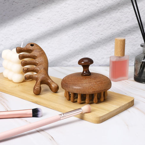 Xelsluthe Wooden Scalp Massager, Wood Scalp Massager Comb, Scalps Gua Sha, Portable Manual Head Scrubber, Scalps Care