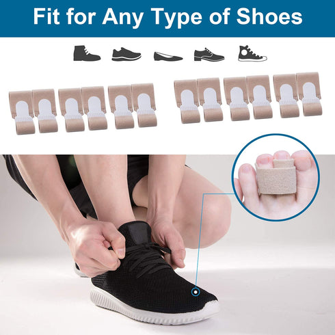 Sumifun Hammer Toe Corrector Straightener for Women, 12 Packs of Toe Tapes, Beige Toe Brace for Broken & Crooked Toes