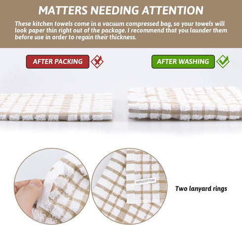 Nialnant 8 Pack Dish Cloths, 100% Cotton Soft Absorbent Cleaning Rags, Quick Drying Dish Towels for Kitchen (Little