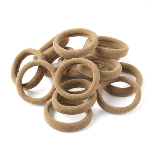 XIMA 60pcs Nylon Elastic Hair Ties Bands, No Crease Large Cotton Stretch Ouchless Ponytail Holders (Tan)
