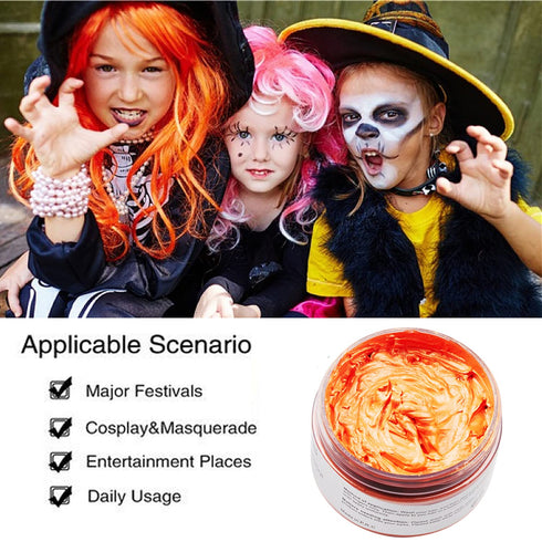 Orange Hair Color Wax, Instant Hairstyle Cream 4.23 oz, Temporary Natural Hair Wax for Party and Daily Use