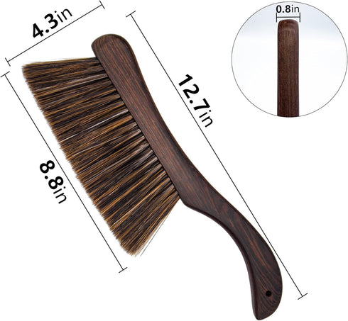 VMVN Hand Broom Brush, Soft Bristle Cleaning Brush for Counter Dusting, Wooden Handle Bed Brush for Furniture