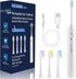 Sonic Rechargeable Electric Toothbrush for Adults & Kids, 48,000VPM, 4 Replacement Brush Heads, White