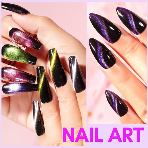 Makartt Gel Nail Polish, Magnetic Cat Eye 9D Black Hole Gel Polish with 6 Colors and Magnet Stick