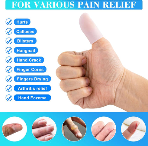 ANCIRS 20pcs Gel Finger Support Protector Caps, Silicone Fingertips for Cracking, Eczema Pain Relief