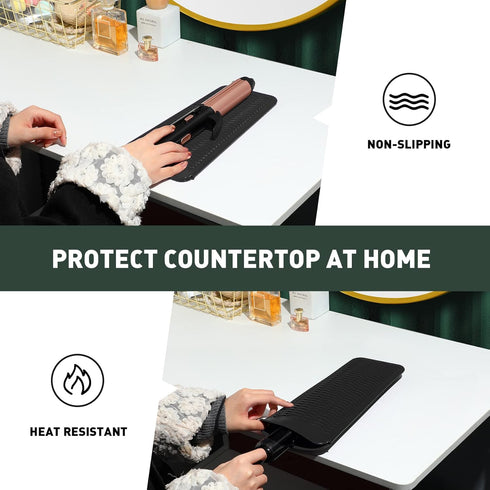 ZAXOP Resistant Silicone Mat Pouch for Flat Iron, Curling Iron, Hot Hair Tools (Black)