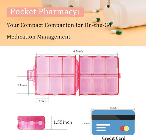 YIXIAN 12-Compartment 7-Day 161 Large Pill Organizer with Medicine Labels, Pill Dispenser Travel Medication Storage