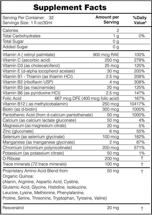 Mega Liquid Multivitamins, Trace Minerals, Amino Acids, Turmeric for Adults, Non-GMO