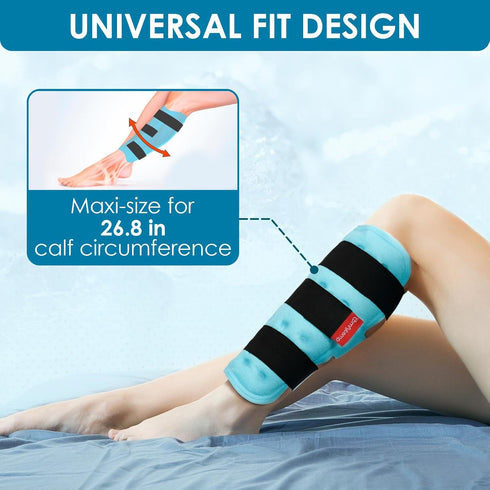 Comfytemp Calf Shin Splint Ice Packs, Reusable Gel 2 Pack, Hot Cold Therapy Compression Sleeve for Swelling, Elbow, Knee
