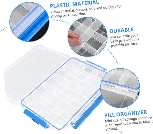 Portable Plastic Pill Organizer with Compartments Transparent Medicine Storage Case Durable and Safe for Weekly