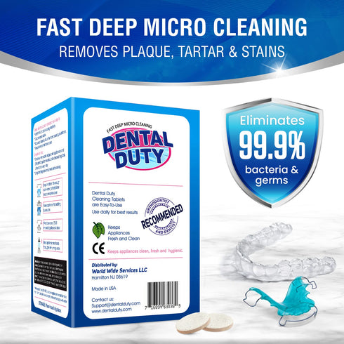 Retainer Cleaner and Denture Cleaning Tablets - Mouthguard Cleaner and Denture Cleaner Tablets Remove Plaque, Odors and Stains from Aligners, Night Guard and Removable Dental Appliances - 120 Tablet