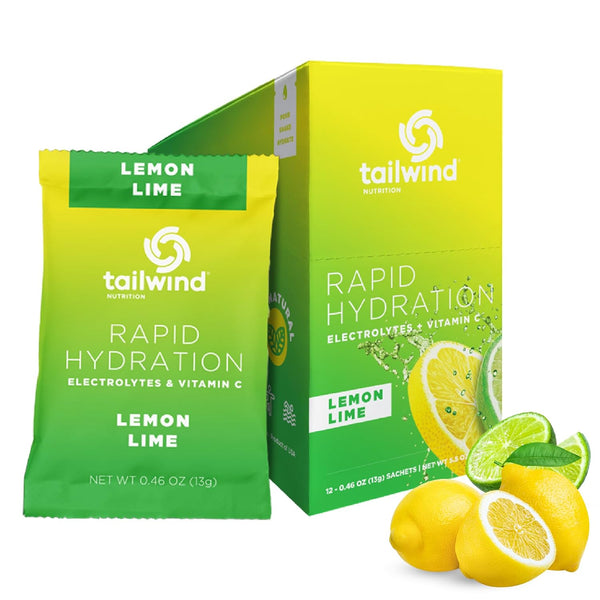 Tailwind Nutrition Rapid Hydration Powder Packets - Non-GMO, Vegan, Vitamin-C, Lemon Lime | Pack of 12 Sticks