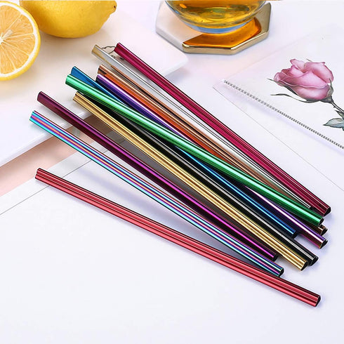 Vilihkc Stainless Steel Straw Set, Heart-Shaped Mouth, Food Grade Reusable Metal Drinking Straws with Cleaning Brush