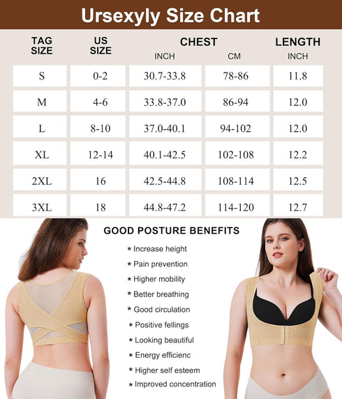 URSEXYLY Upper Back Brace for Women, Breathable Posture Corrector Support Back Straightener for Pain Relief (Beige, XL)