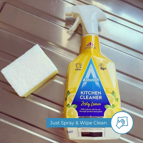 Astonish Zesty Lemon Scented Kitchen Cleaner 3 Pack - All Purpose Cleaning Solution for Grease and Grime