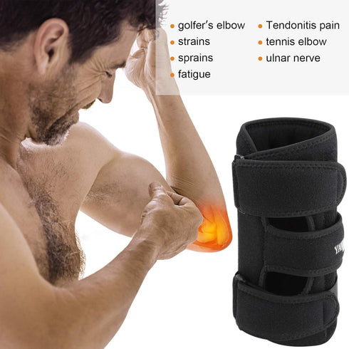 Elbow Brace, Night Elbow Splint for Sleeping, Adjustable Stabilizer with 4 Removable Splints for Cubital Tunnel