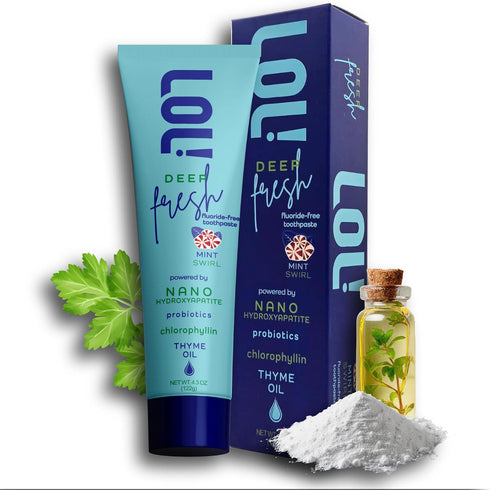 LOL! Deep Fresh Mint Swirl, Fluoride Free Toothpaste - Bad Breath Treatment