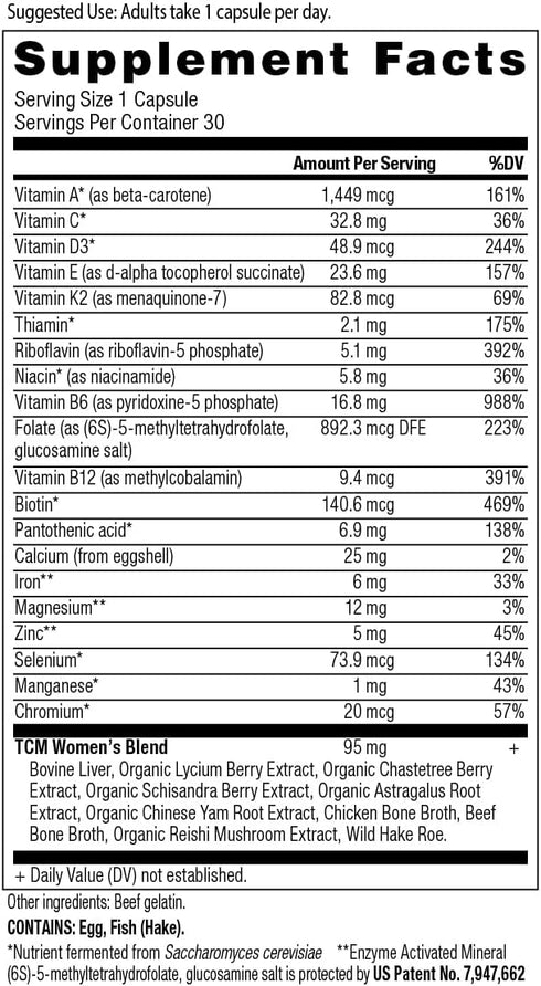 Ancient Nutrition Multivitamin for Women, Women's Once Daily Supplement, Vitamin B, C, K2, Magnesium, Folate & Iron, Supports Bone Health, 30ct