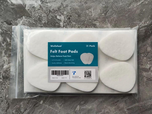 Metatarsal Felt Foot Pads (1/4" Thick, 18 Pieces) - Cushions for Pain Relief, Forefoot, Ball of Foot