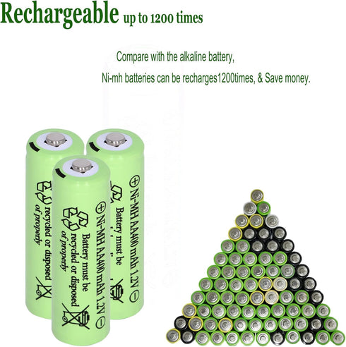 16 Packs Solar Lights AA Batteries 1.2Vots 400mah Ni-MH Rechargeable Double A Solar Battery for Outdoor Solar Lights, String Lights, Pathway Lights