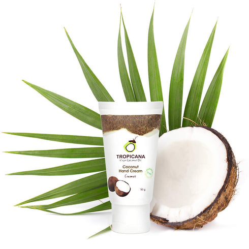 Tropicana Organic Cold Pressed Coconut Oil Hand Cream, Moisturizing, 50g, Coconut#A2U.