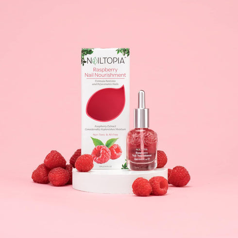 Nailtopia Raspberry Nail Nourishment, Revitalizing Strengthener Treatment for Stronger Nails, 0.41 oz