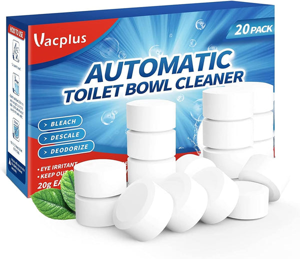 Vacplus Toilet Bowl Cleaner Tablets, 20 PACK, Automatic Cleaners with Bleach, Slow-Releasing for Deodorizing & Descaling