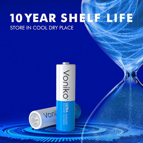 Voniko Premium Grade AA Batteries, 48 Pack - Alkaline Double A, Ultra Long-Lasting, 10-Year Shelf Life