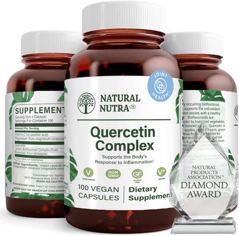 Natural Nutra Quercetin Complex with Bromelain and Vitamin C, 100 Vegan and Vegetarian Capsules
