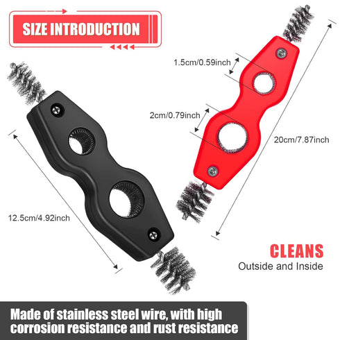 Honoson 4 Pieces Copper Pipe Cleaner Tool, 4 in 1 Brush for Plumbing Installation (Black, Red)