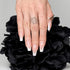 Hypnaughty 24 Pcs Modern White French Coffin Press On Nails with Design, Glue, Medium Long, Nude Color