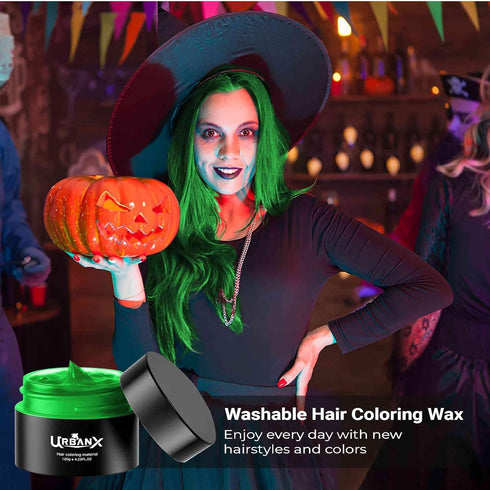 UrbanX Washable Hair Coloring Wax - Unisex Color Dye Styling Cream, Temporary Pomade for Party Cosplay (Green)