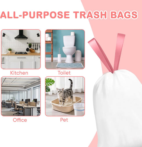 HHXI 100Ct 4 Gallon Small Trash Bags, Cherry Blossom Garbage Bags, Scented Trash Bags, Odor Resistant with Drawstring