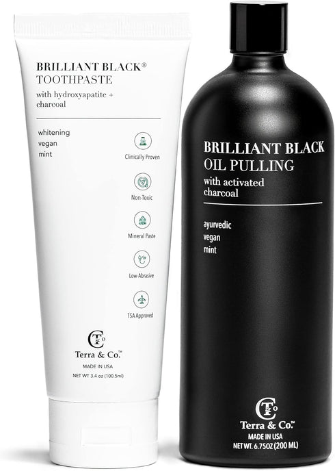 Brilliant Black Oil Pulling, Natural Ayurvedic Blend of Activated Charcoal and Coconut Oil, Mouthwash Rinse