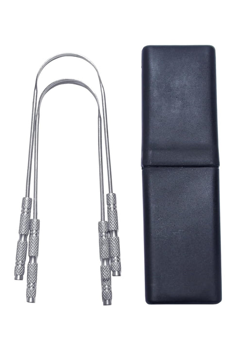 Twin Pack TONGUE SCRAPER for Adults, Easy Carry Case, Oral Care & Hygiene Tongue Cleaner