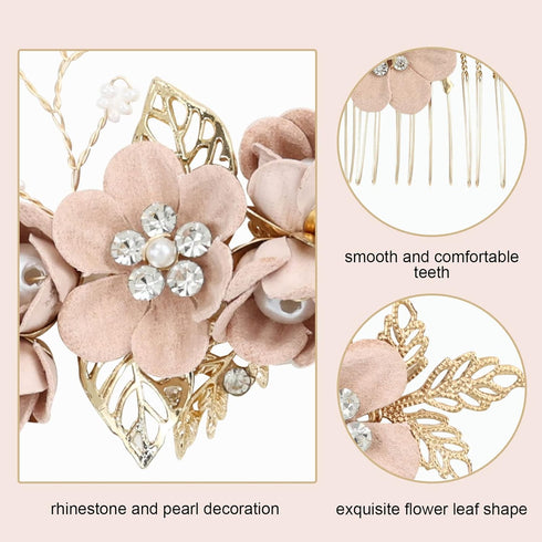 inSowni 20 Pack Bridal Wedding Hair Combs, Dusty Pink & Blue Flower Hair Pins, Floral Accessories
