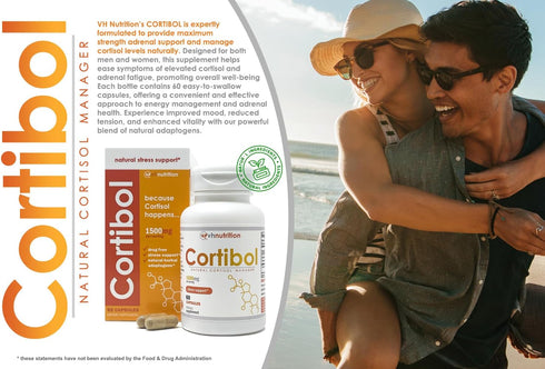 VH Nutrition CORTIBOL Cortisol Manager Supplement, Maximum Strength Adrenal Support, 60 Capsules