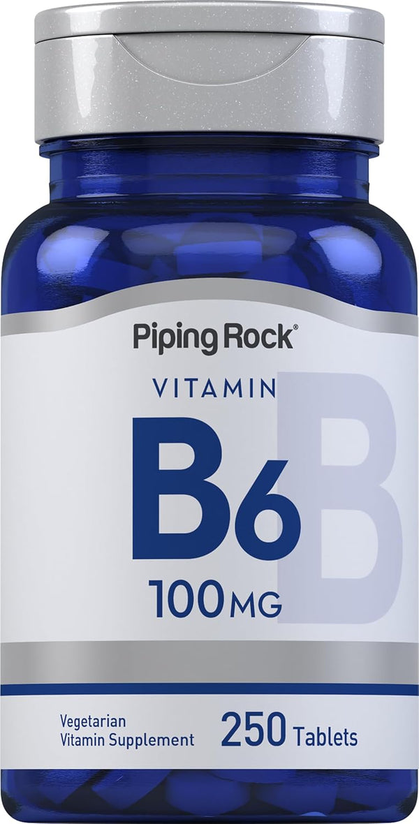Piping Rock Vitamin B6 100mg Supplement, 250 Tablets, as Pyridoxine Hydrochloride, Non-GMO & Vegetarian Formula