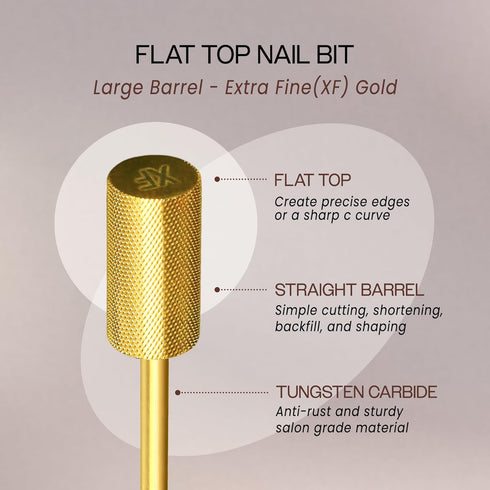 PANA Professional 3/32" Shank Size - Flat Top Large Barrel Gold Carbide Bit, Extra Fine Grit